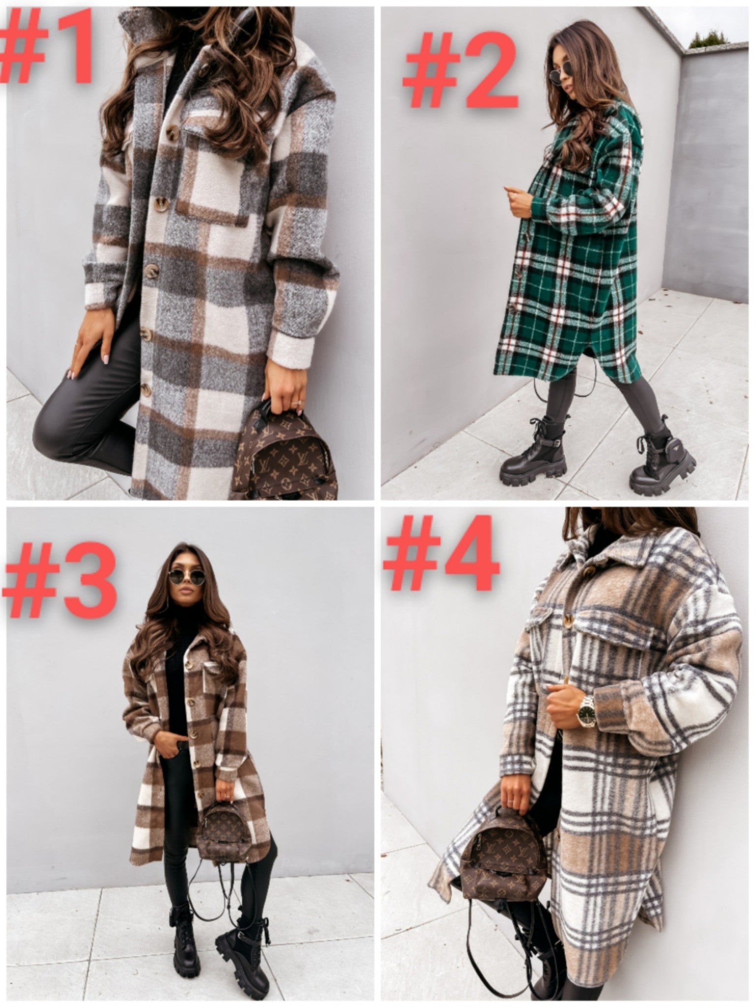 Warm Plaid Shirt 23, 4 Colors, Size: S-2XL, Tax Included