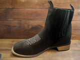 New LADIES SHORT RODEO BLACK BOOTIE SZ (42) 9 SLIP ON WITH EMBROIDERED DETAIL