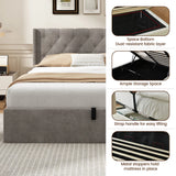 Retails $789+, KING Latitude Run Raania Hydraulic Lift Up Storage Upholstered Wingback Bed, NOTE: Was store display! No box, has some dirt from transport should come off with soap & water. MATTRESS NOT INCLUDED