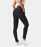 NEW SCRUNCH BUTT TEXTURED HIGH WAISTED LEGGINGS WITH POCKETS, BLACK, SZ XL!