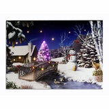 SNOWMAN LED LIGHT UP CANVAS WALL HANGING, BATTERY OPERATED WITH TIMER!