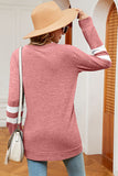 New STRIPED HEATHERED ROUND NECK LONG SLEEVE T-SHIRT, SZ L