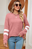New STRIPED HEATHERED ROUND NECK LONG SLEEVE T-SHIRT, SZ L