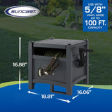 NEW RETAILS $174+ Suncast Hideaway Garden Hose Reel, Holds 100' of 5/8" Standard Vinyl Hose, Cyberspace Grey, does not include hose! NOTE: HAS SMALL CHIP IN BACK OF LID DOESN'T AFFECT ITS USE