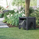 NEW RETAILS $174+ Suncast Hideaway Garden Hose Reel, Holds 100' of 5/8" Standard Vinyl Hose, Cyberspace Grey, does not include hose! NOTE: HAS SMALL CHIP IN BACK OF LID DOESN'T AFFECT ITS USE