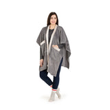 NEW Dotcom Throw Blanket Poncho Tranquility Solid Grey, ONE SIZE FITS ALL