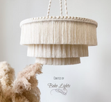 NEW Boho Fringe Chandelier, Cotton Pendant Light, Fringe Light Fixture, Tassel Lamp Shade, Nursery Lighting, Retails $288