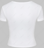 NEW Women's Streetwear Letter Print Short Sleeves Slim Baby T-shirt - White, Sz M