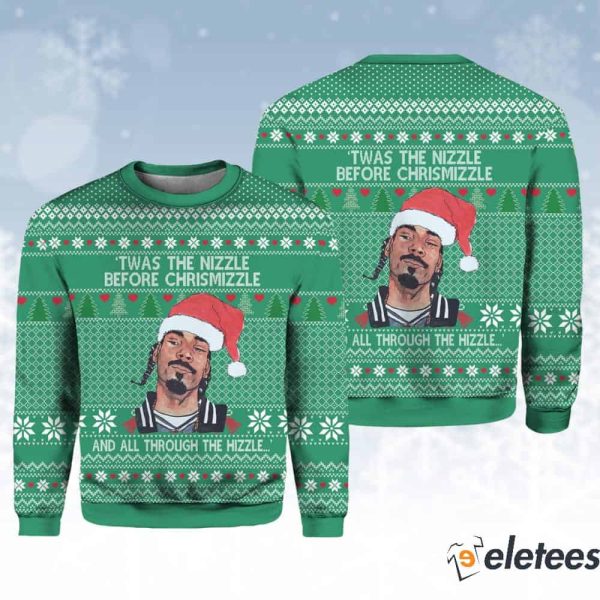NEW Unisex Snoop Dogg Twas The Nizzle Before Chrismizzle Ugly Sweater, Men's Sz L, Over-sized Fit