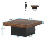 NEW Retails $400 Assembled Square LED Coffee Table Farmhouse Coffee Table Brown/Black