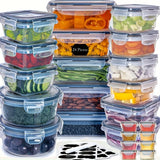 NEW Stablo Food Storage Containers with Lids 48 Piece (24 Containers & 24 Lids), BPA-Free Leak Proof Reusable Plastic Food Containers for Kitchen Storage and Organization, with Labels & Pen Black