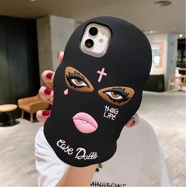 NEW 3D Mask Dolls soft case for iphone 15 Pro 13 12 11 14Pro MAX 7 8plus X Girl Tear Jesus cross Goon Thug Life cover for Girl gift