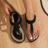 New TKFDC Summer Women Sandals Bohemia Casual Shoes Flip Flops Soft Flats, non slip bottoms, Black Sz 7.5