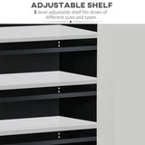 Retails $179+ NEW Assembled, HOMCOM Modern Shoe Cabinet with High Gloss White Doors, Adjustable Shelves and Open Compartment, 15 Pair Shoe Storage Cabinet for Entryway, Hallway, Grey