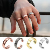NEW Trayknick Men Ring Opening Magnetic Jewelry Electroplating Geometric Finger Ring, Silver