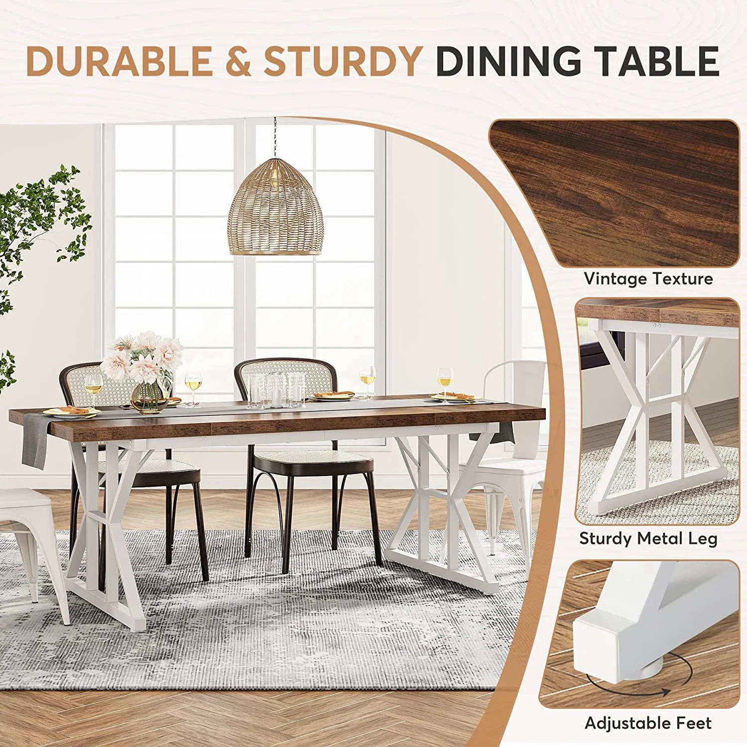 Tribesigns Farmhouse Dining Table for 6, 71
