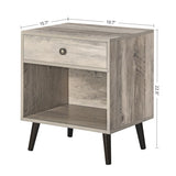 NEW IN BOX, Retails $139, Mercury Row Vansant 1-Drawer Bedside Table, Grey