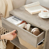 NEW IN BOX, Retails $139, Mercury Row Vansant 1-Drawer Bedside Table, Grey