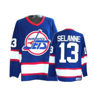 NEW Teemu Selanne Winnipeg Jets CCM Authentic Blue Throwback Jersey, Sz 50/Large, Retails $221+