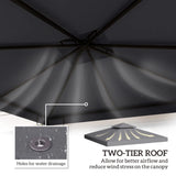 NEW Retails $200, Outsunny 10' x 10' Square 2-Tier Gazebo Canopy Replacement Top Cover Outdoor Garden Sun Shade, Dark Grey