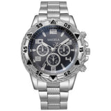 NEW Men's Steel Band Watch Quartz Watch Silver Black Face with Blue light