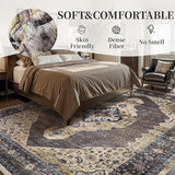 NEW Retails $230, Brown/Taupe Area Rug 9x12 Rugs for Living Room Carpet-Rugs for Bedroom Brown Machine Washable Soft Living Room Rug Vintage Non Silp Dining Office Tan Rug, Brown/Taupe