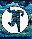 NEW Retails $43+, Sz 18-24 Mth Wiley Threads Ultra soft Lightweight Bamboo Viscose Full Zip Romper with fold-over hands & feet with non-slip grips, MIDNIGHT MOUNTAINS, Perfect for Summer Nights
