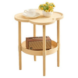 NEW 2 Pack, 2-Tier Coffee Table, Flower Shaped Tea Table, Small Couch Side Table, Round Coffee Table With Storage, For Living Room, Small Space, Office, Easy To Assemble, Beige