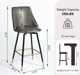 NEW Retails $209, Homy Casa Smeg counter height swivel Grey Faux Leather Metal Leg Stools (Set of 2)