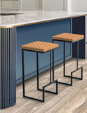 NEW IN BOX Retails $396, LeisureMod Quincy Leather Bar Stools With Metal Frame Set of 2