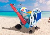 NEW Retails $130+, Seina Steel Framed Collapsible Versatile Multi-use Garden Cart or Beach Sand Cruiser, 2 built-in cup holders and an umbrella holder, Blue
