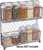 NEW Retails $50, 2 Tier Vintage Metal Chicken Wire Spice Rack Organizer, Small/9.5" x 2.25" x 10", Rustic