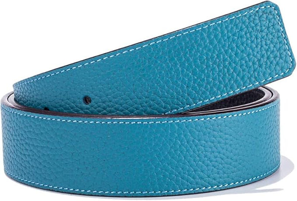 New Vatee's Reversible Genuine Leather Belts For Men/Women Replacement Belt Strap Without Buckle 1.5 inch Wide BLACK/MATTE LIGHT BLUE! RETAILS $40+