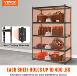 NEW IN BOX! VEVOR Heavy Duty Storage Shelving Unit, 5-Tier Adjustable, 2000 lbs Capacity,48" L x 24" W x 72" H! NOTE: Small damage on corner of 1 shelf board doesn't affect its use!
