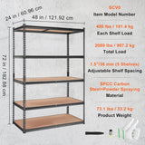 NEW IN BOX! VEVOR Heavy Duty Storage Shelving Unit, 5-Tier Adjustable, 2000 lbs Capacity,48" L x 24" W x 72" H! NOTE: Small damage on corner of 1 shelf board doesn't affect its use!