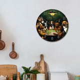 NEW VinMea Round Hanging Clock,Dog Playing Poker Wall Clock Silent Non Ticking Decorative Home Clocks for Living Room Bedrooms Wall Clock Round,12 Inch