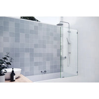NEW Glass Warehouse Vela 26 in. x 58.25 in. Frameless Single Fixed Bath Panel, Hardware NOT Included, Retails $396