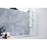 NEW Glass Warehouse Vela 26 in. x 58.25 in. Frameless Single Fixed Bath Panel, Hardware NOT Included, Retails $396