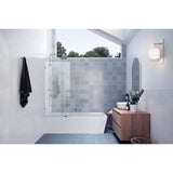 NEW Glass Warehouse Vela 26 in. x 58.25 in. Frameless Single Fixed Bath Panel, Hardware NOT Included, Retails $396