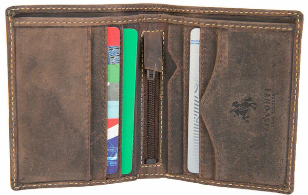 NEW Visconti Mens Oil Brown ‘Arrow’ Leather Slim Bifold Wallet Gift Boxed Style 705