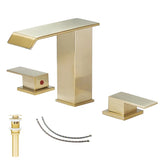 NEW UFINE Brushed Gold Widespread Faucet 2-handle Bathroom Faucet with Drain Assembly (Part number: S-3007-BG)