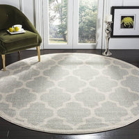 New A2Z Rug Trendy Modern Trellis Geometric Moroccan Pattern Indoor Light Grey Round 5 Foot Area Rug! Soft Low Pile. Stain & Fade Resistant! Made In Turkey!