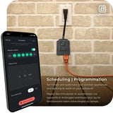 NEW Globe Electric Smart Beacon 2-Outlet Outdoor Plug, Bluetooth, Grounded, 125V 15A 1875W, 6 in Cord, 30 ft Remote, Black