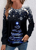 NEW MODLILY® Black Button Christmas Tree Print Long Sleeve Sweatshirt, Sz XL, Retails $58