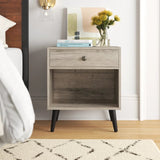 NEW IN BOX, Retails $139, Mercury Row Vansant 1-Drawer Bedside Table, Grey