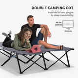 NEW Retails $300+, Outsunny 2 Person Folding Camping Cot For Adults, 50" Extra Wide Outdoor Portable Sleeping Cot With Carry Bag, Elevated Camping Bed, Beach Hiking, Grey Grey Steel