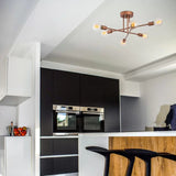 New Retails $215+ Wayfair Wade Logan Aasmin Modern 6-Light Sputnik Linear Chandelier in Copper