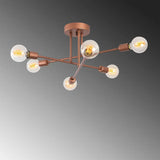 New Retails $215+ Wayfair Wade Logan Aasmin Modern 6-Light Sputnik Linear Chandelier in Copper