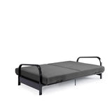 NEW Retails $550, Wayfair DHP Black Metal Arm Futon Frame with 6-Inch Pocket Coil Futon Mattress, Was Store Display, Small Mark on Metal Left Arm