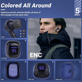 NEW Retails $60 ACEFAST Black Wireless Earphones Bluetooth 5.3 Headphones LED Power Display Mini Crystal in-Ear Earbuds with Wireless Charging Case Touch Control Built-in Mic Headphone for Sports Waterproof Earphone
